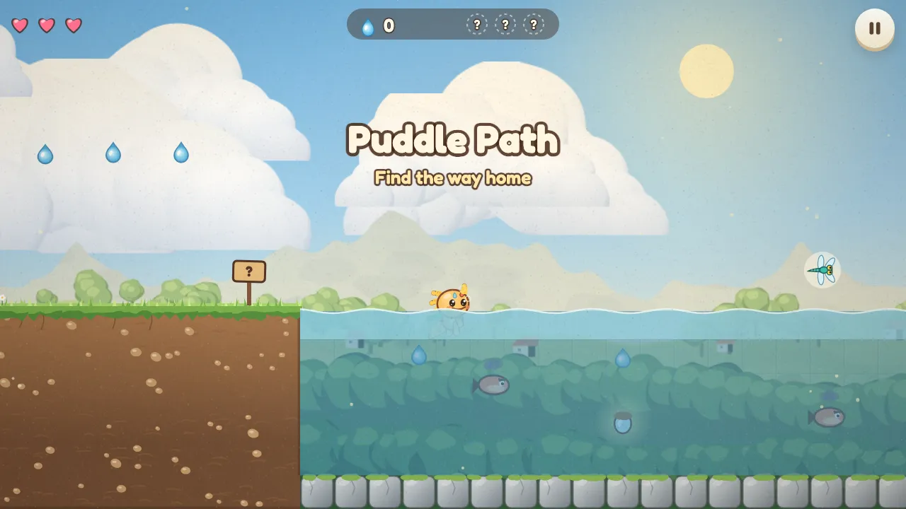 Gilby swimming across Puddle Path